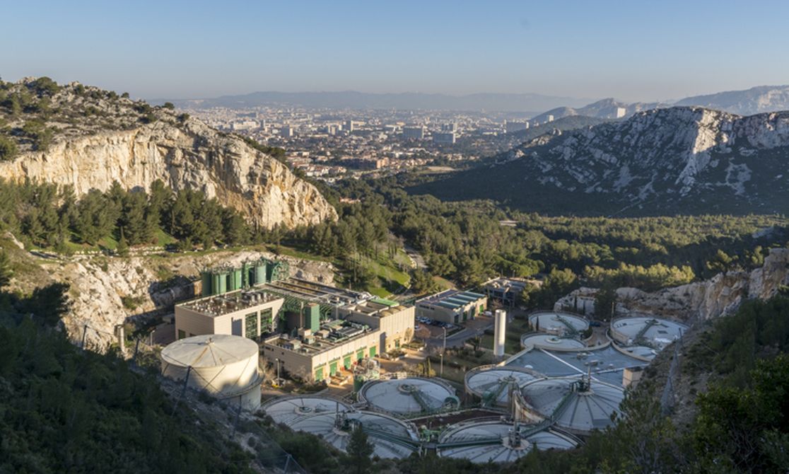 L'unité de production et d’injection de biométhane gérée par Suez, dans les Calanques à Marseille, permet de produire du gaz à partir du traitement des boues d’épuration  @PHOTO ALTIVUE